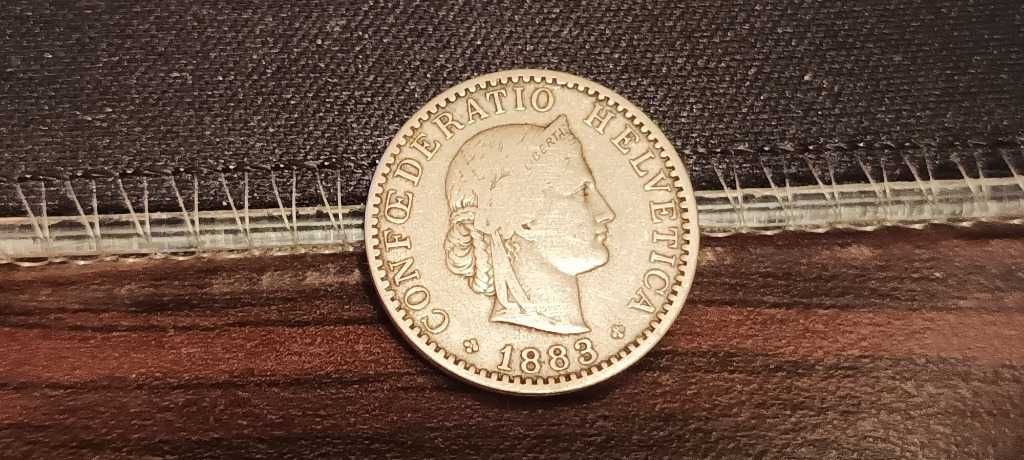 Moneta Szwajcaria 20 Rappenów, 1883