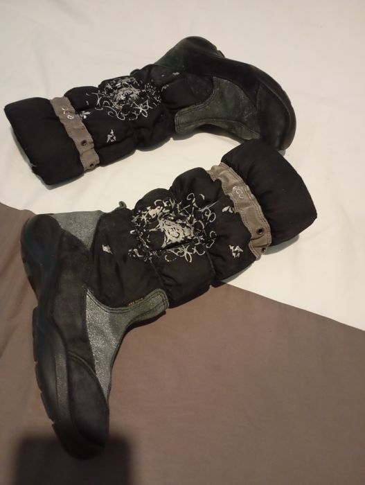 Чоботи ессо чорні  зимові з хутром шкіра натуральна