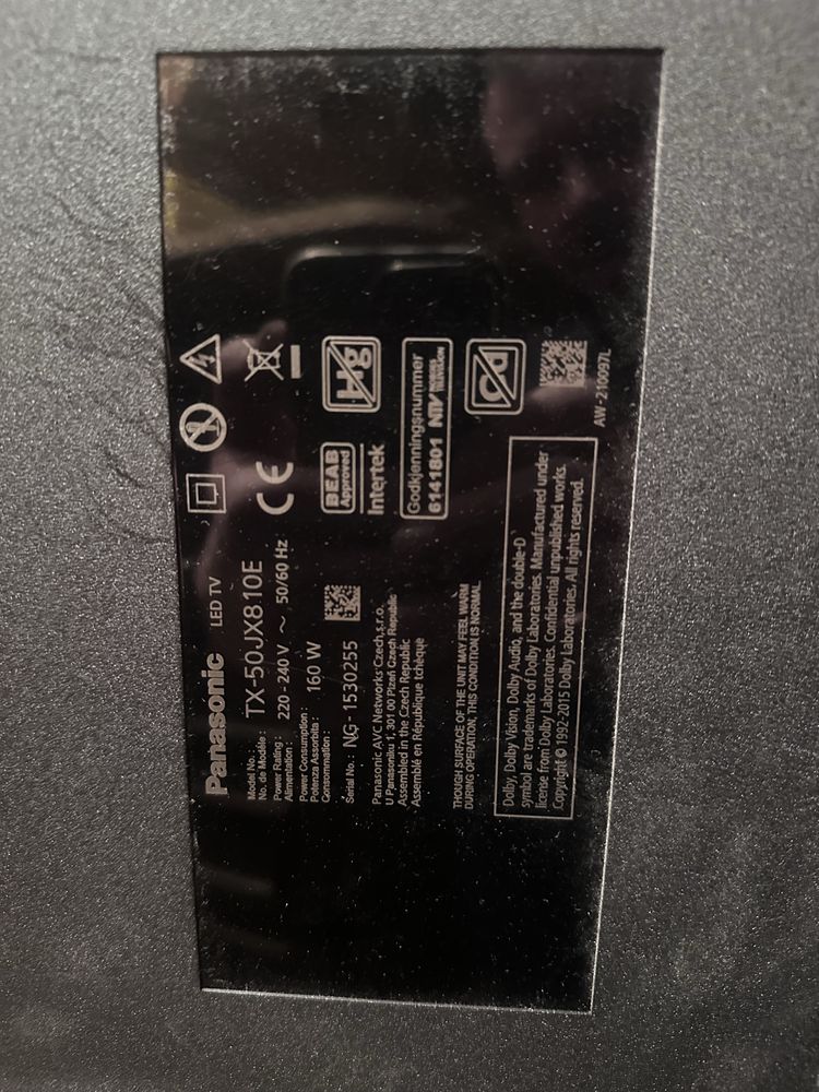 Telewizor Panasonic TX50-JX 8 10E uszkodzona matryca