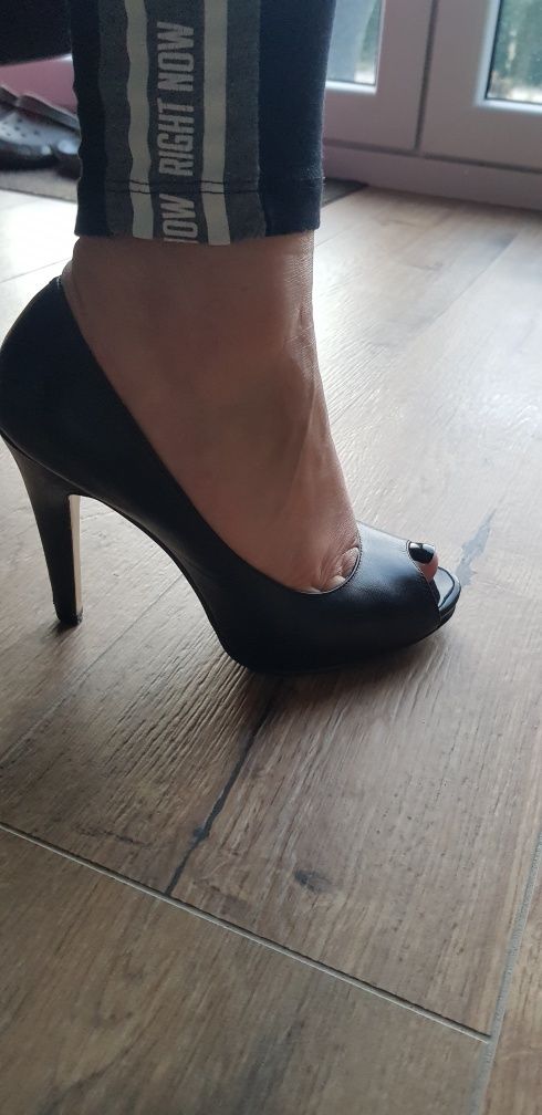 Czółenka NINE WEST czarne, skóra, rozmiar 37,5