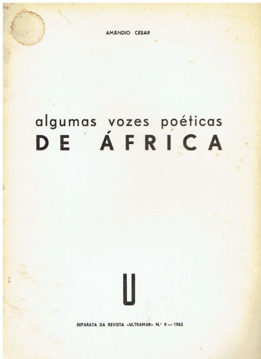 9374 Algumas Vozes poéticas de África de Amandio César/ Autografado