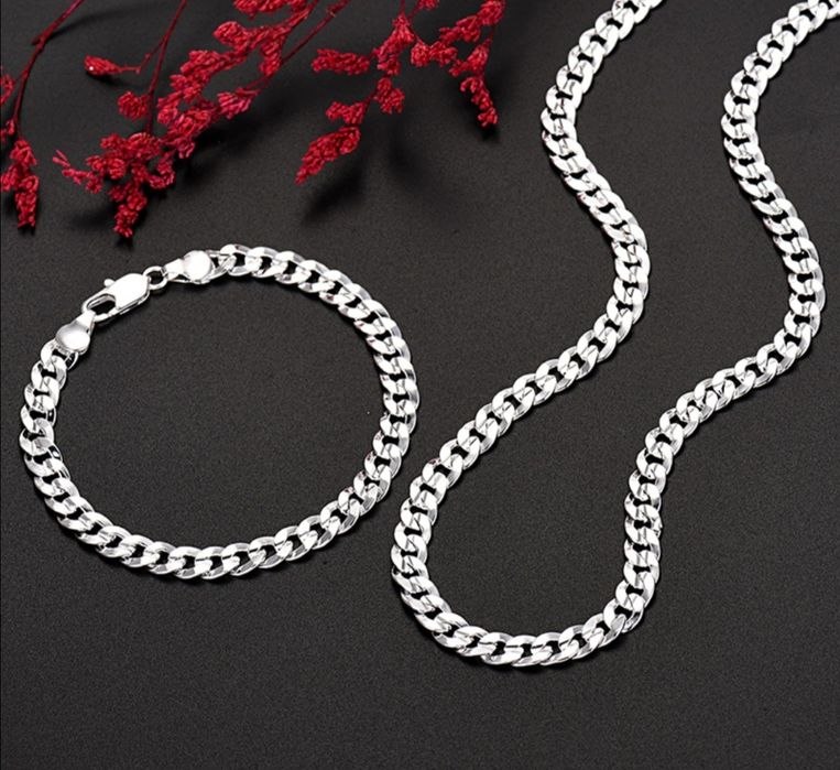 Комплекты: цепочка с браслетом из стерлингового серебра 925 пробы