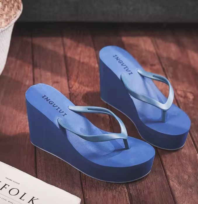 EOFKi нові жіночі шльопанці на танкетці високий каблук