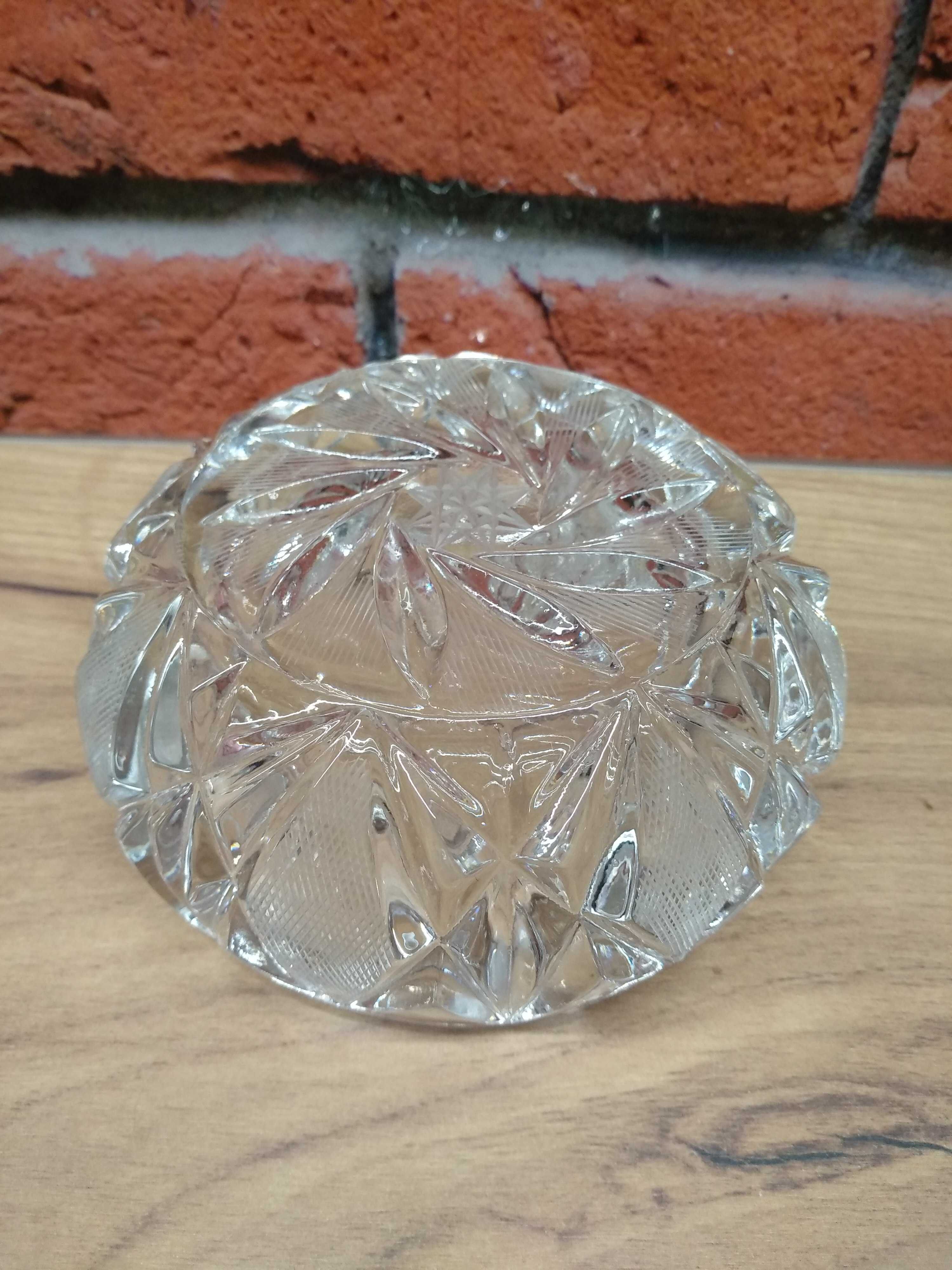 Stara kryształowa popielnica PRL kryształ grube szkło