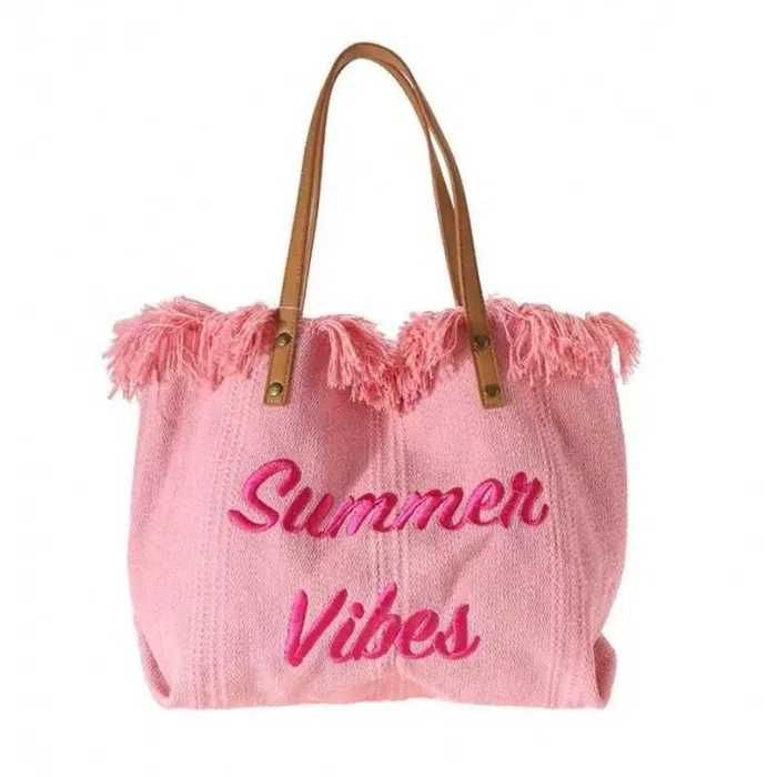 Torba plażowa, letnia boho różowa