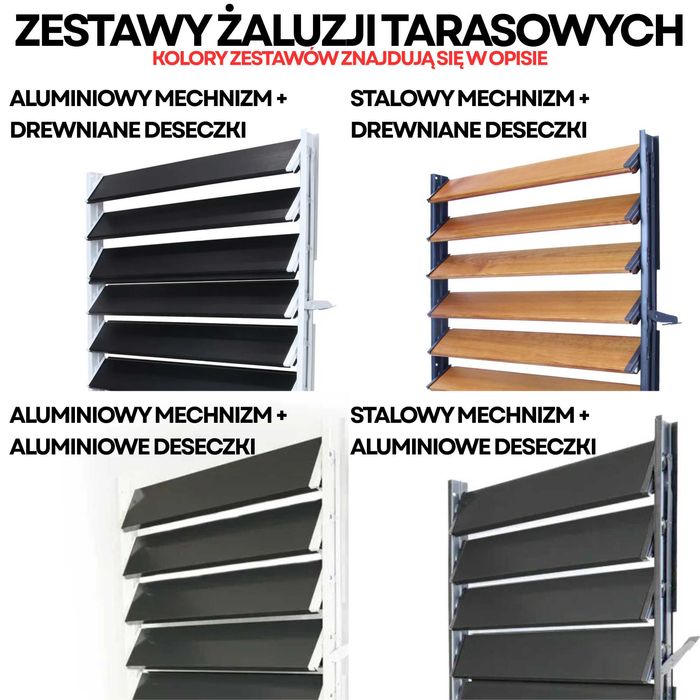 Zestaw mechanizm stal + deska drew -Żaluzje tarasowe/ruchome deseczki