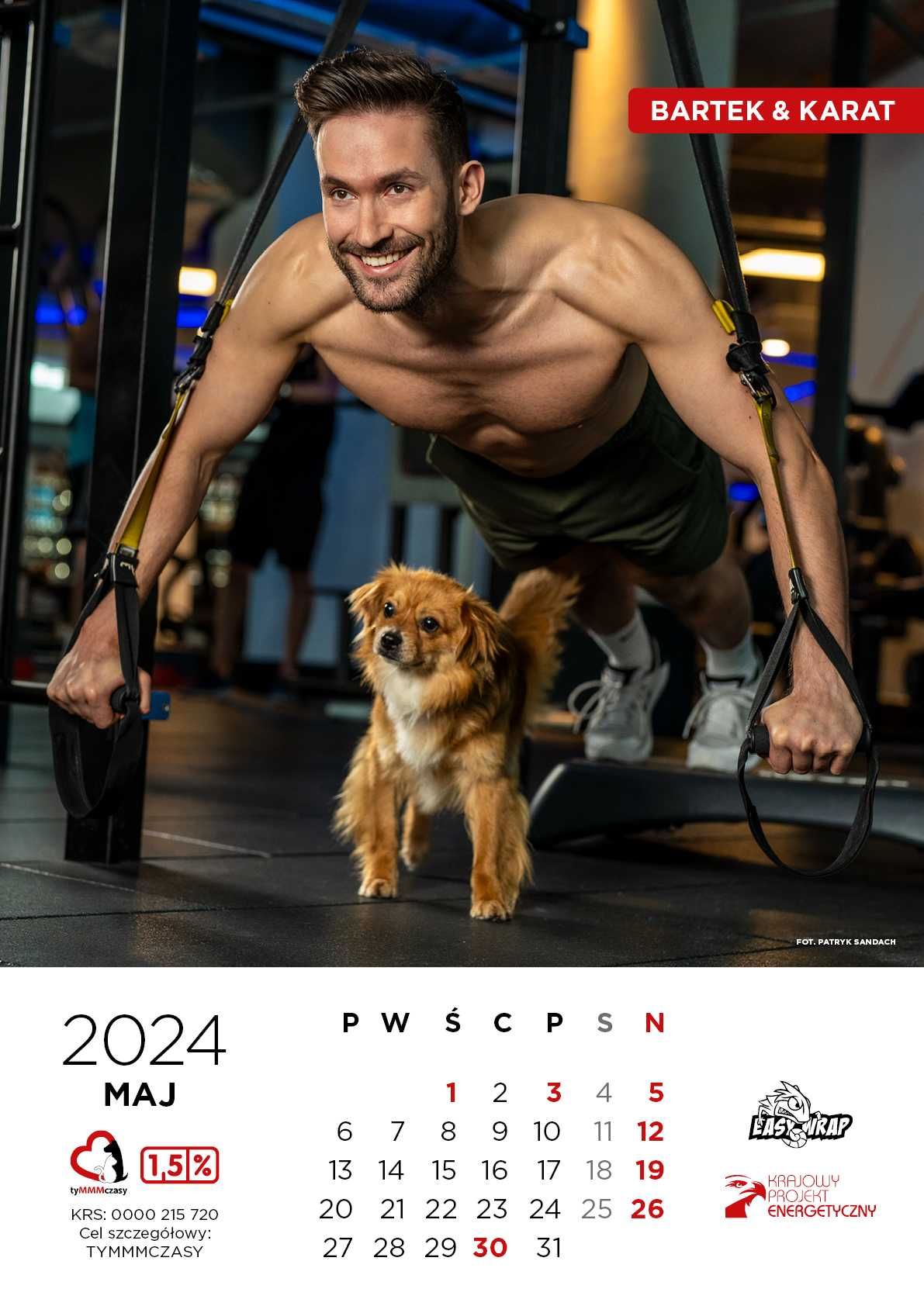 Kalendarz ścienny A2 2024 2 szt charytatywny cegiełka psy koty