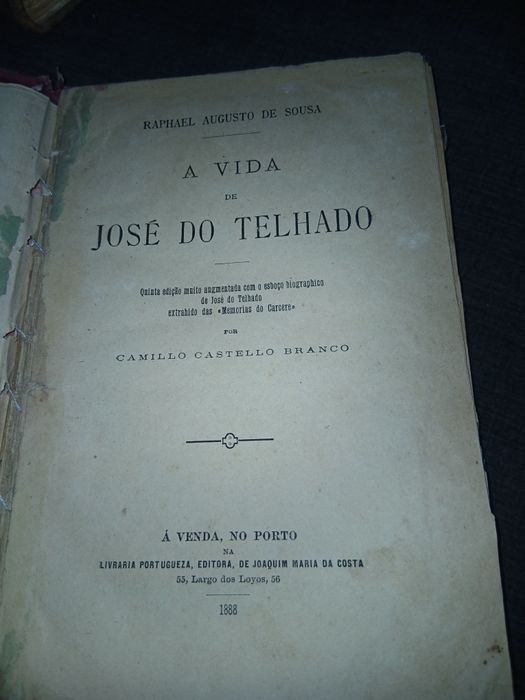 Livro de José do Telhado Primeira edição Ano 1888