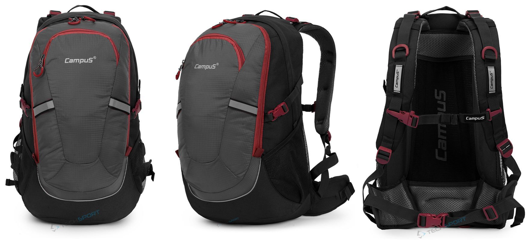 Stylowy Plecak Campus Horton 45l | Lekki Wygodny | Szaro-czerwony