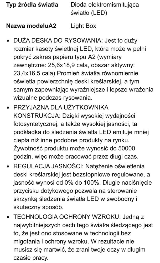 Tablica Led A2 tracing light pad ekran