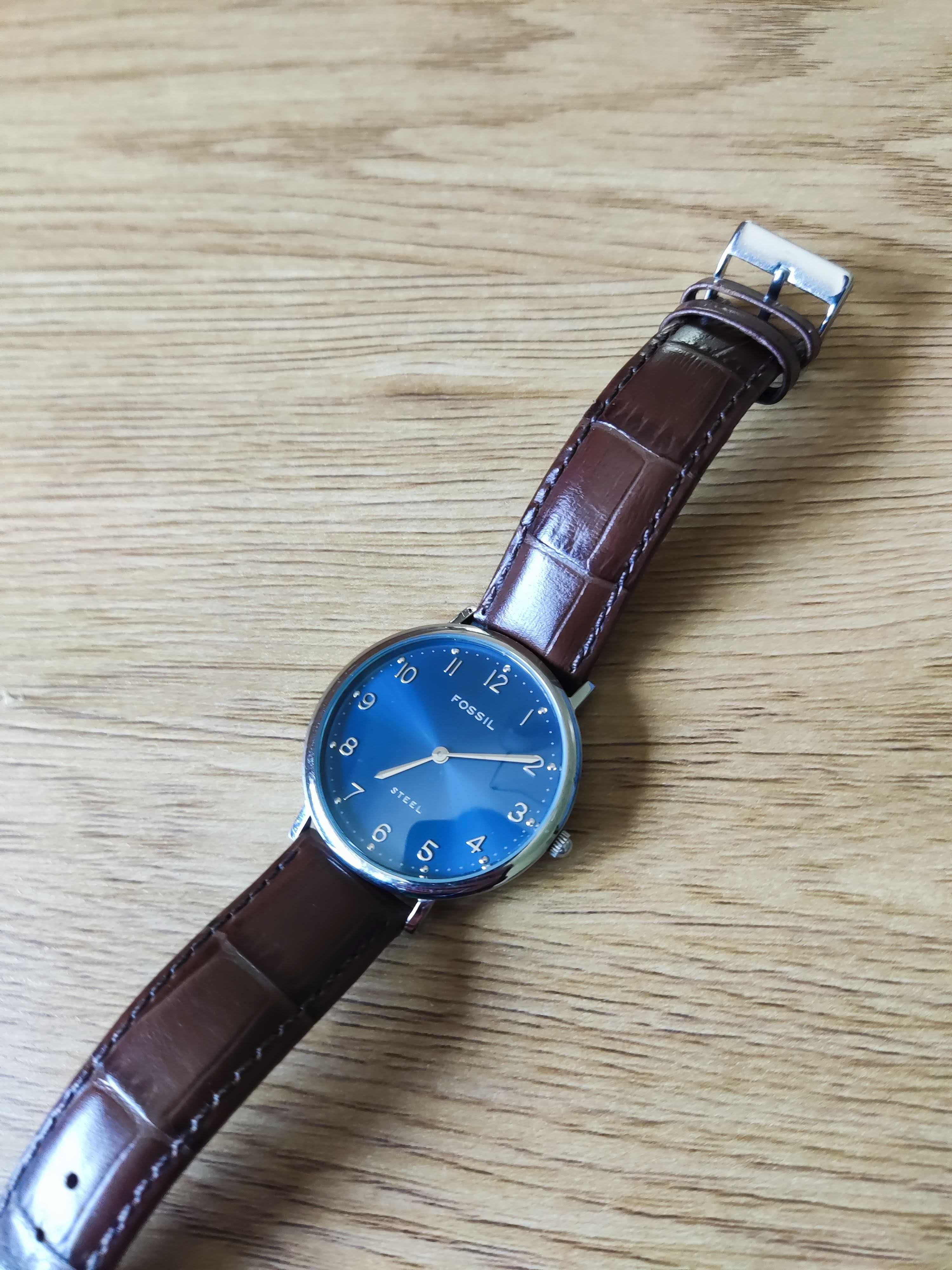 Relogio fossil classico 36 mm azul / bracelete couro castanho