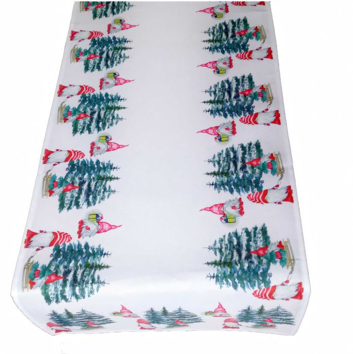 Bieżnik świąteczny 40x140 skrzat z choinkami Boże Narodzenie poliester