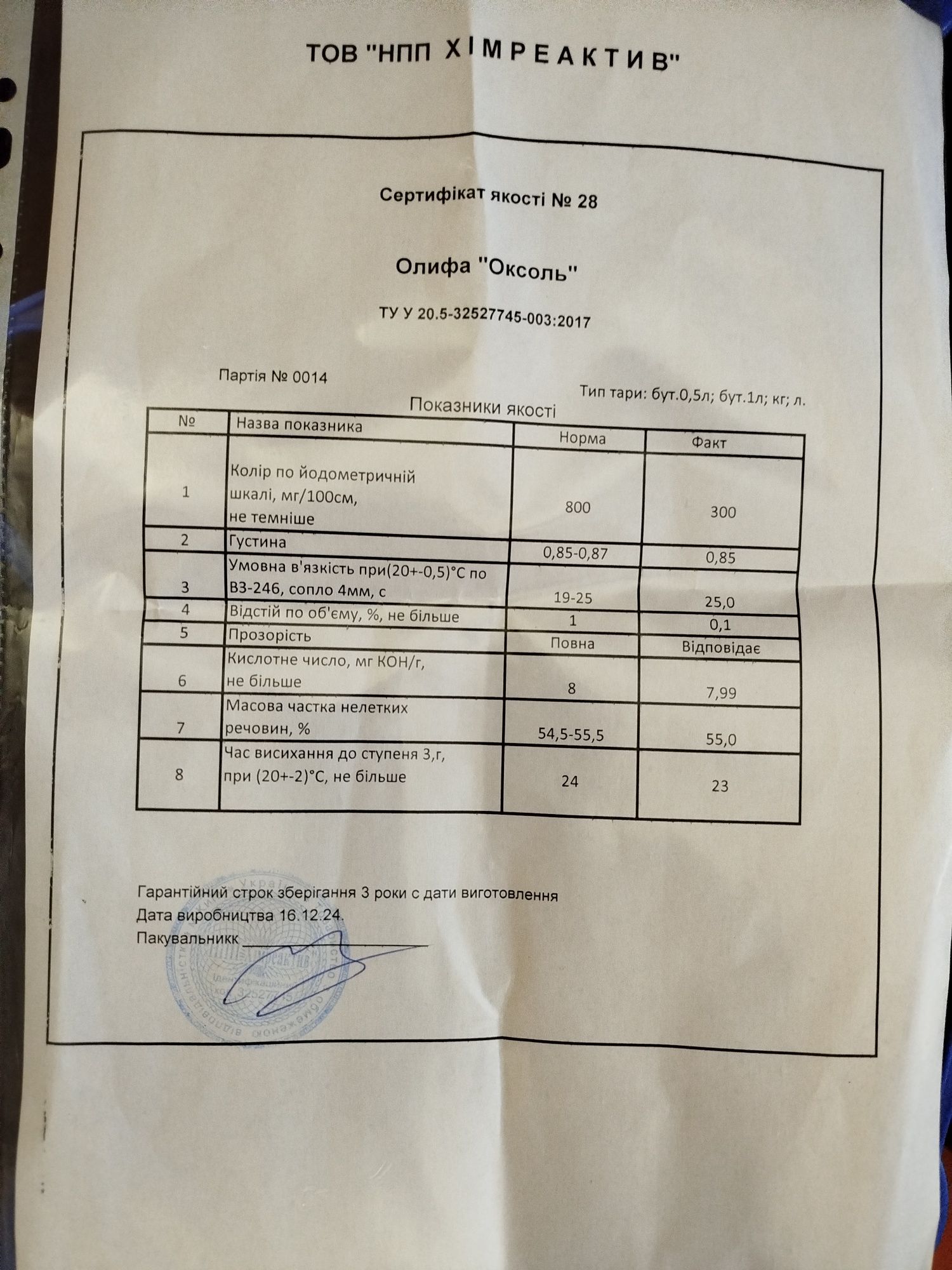 Оліфа Оксоль,олифа