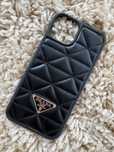 Case Prada etui czarne skorzane iPhone 13 14