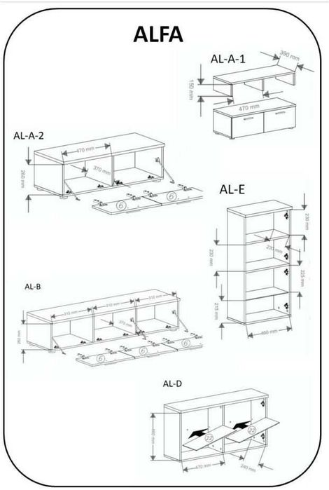 Mobiliário acabamento em Branco Mate e Laca Negra Brilhante