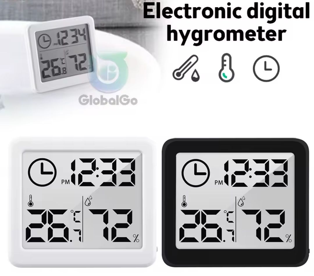 Termometr zegar z higrometrem LCD cyfrowy wyświetlacz wewnętrzny