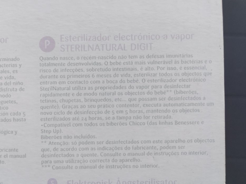 Esterilizador eletrônico a vapor Chicco