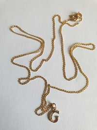 Złoty łańcuszek z zawieszką G  pr. 585