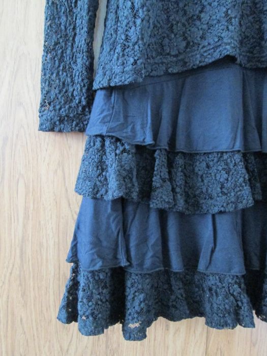 MYRINE ESSENTIALS czarna sukienka boho retro koronka 38 M
