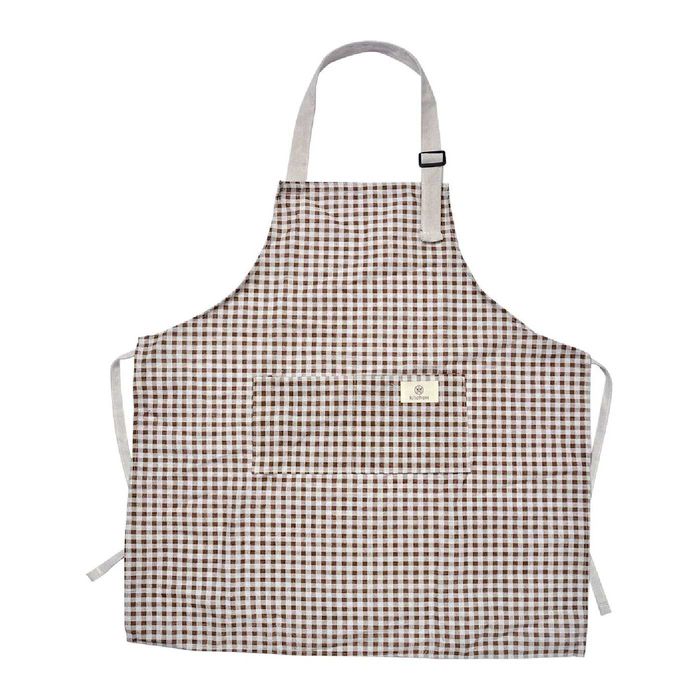 Fartuch Fartuszek kuchenny w biało-brązową kratę  KT041.037G