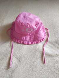 Różowy kapelusz wiązany YO! i biała bawełniana bonetka, 48 cm