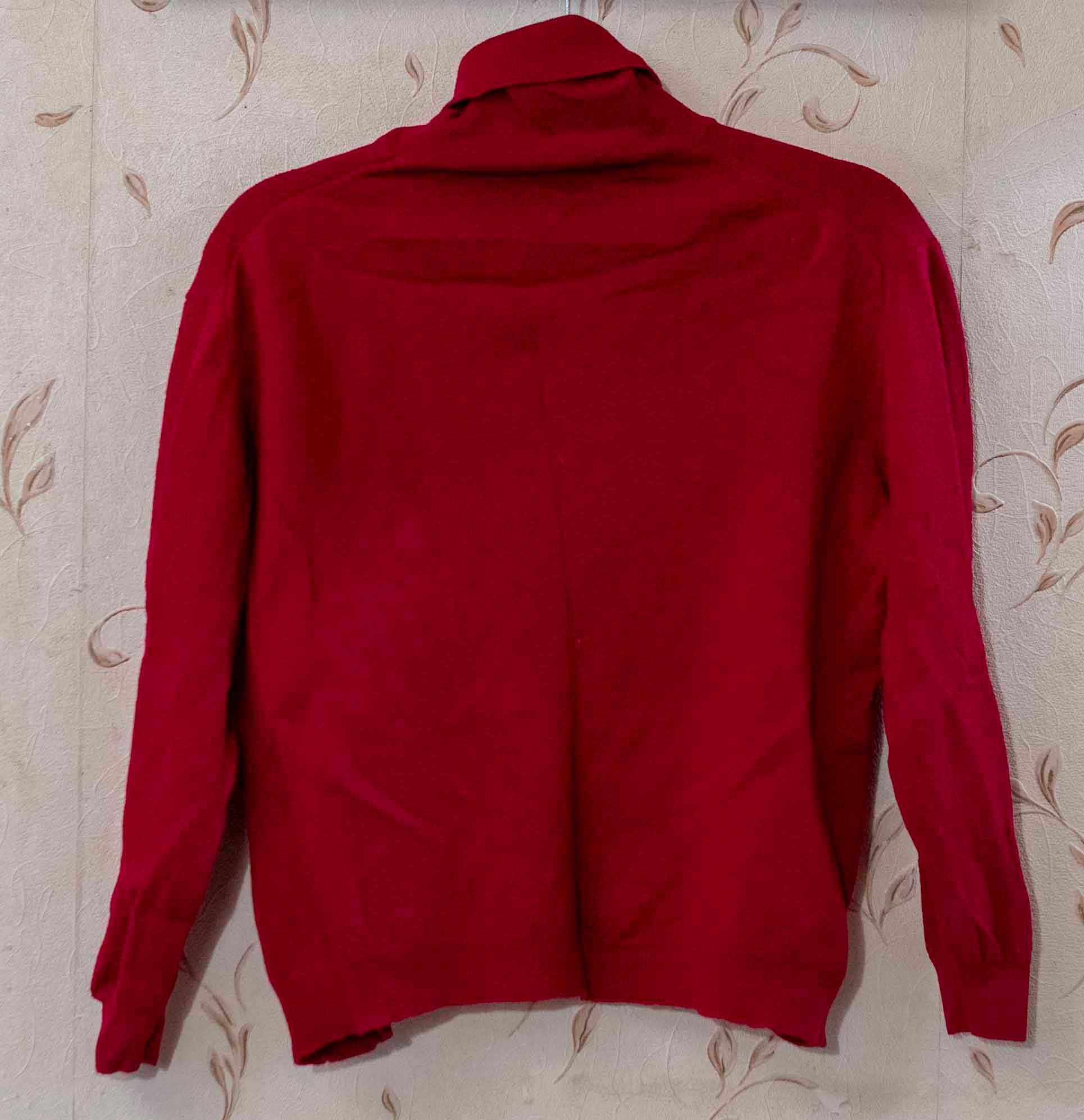Elegancki bordowy czerwony golf sweter Profils 100 wełna Made in Italy
