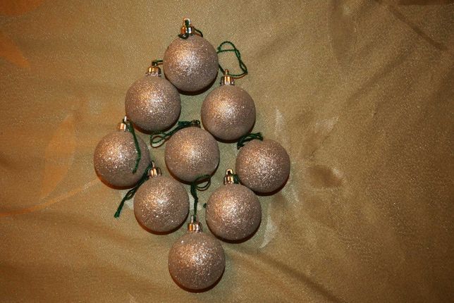 Średnie tradycyjne bańki bombki choinkowe srebrne brokatowe 5 cm 9 szt