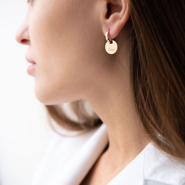 Сережки золоті з написом Cartier