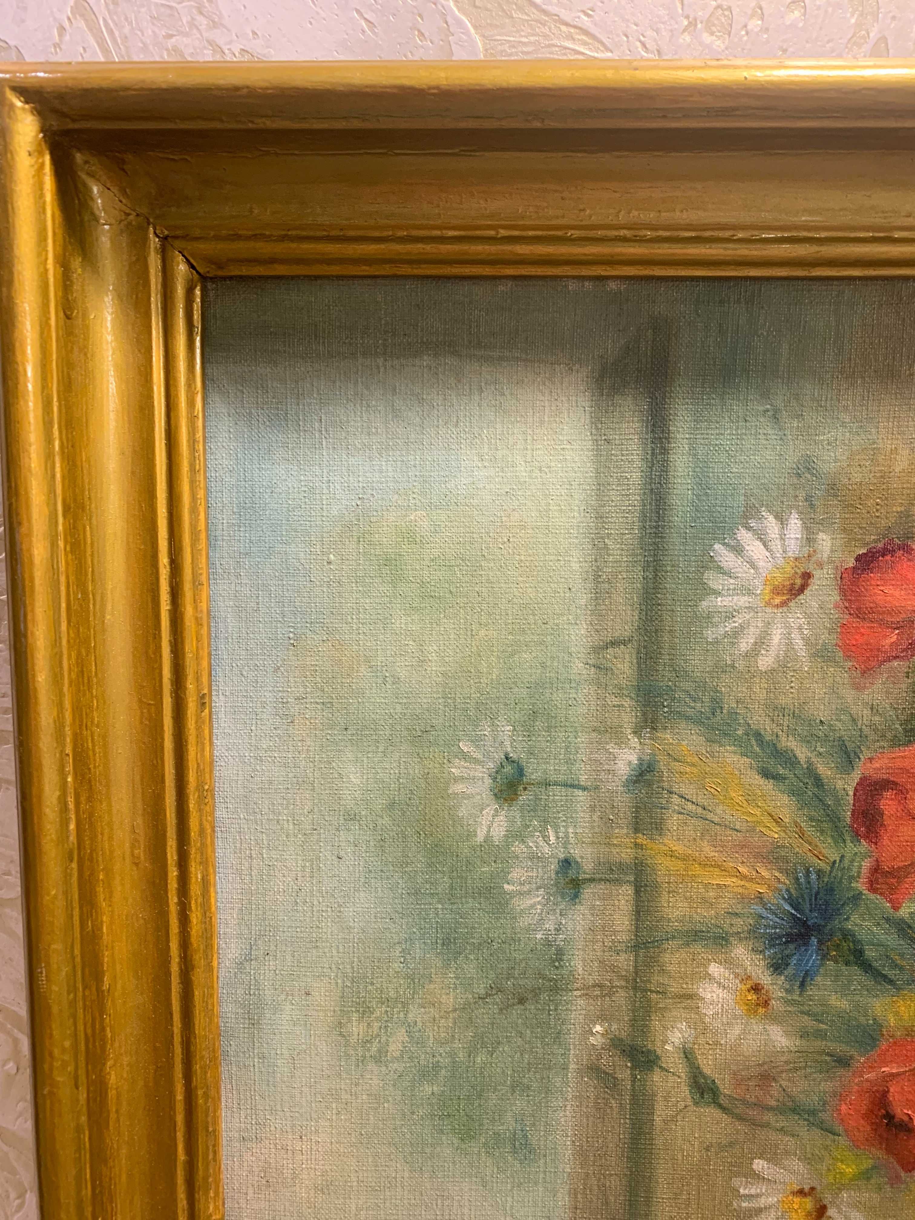 Картина"Квіти на столі"з підписом худ.олія на полотні.Роз.54*63,5 см
