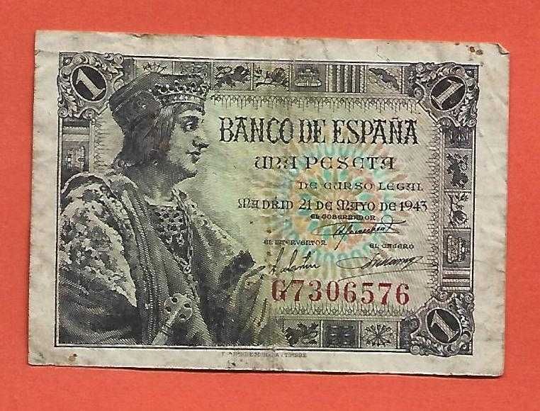 Espanha Nota de 1 Peseta 1943