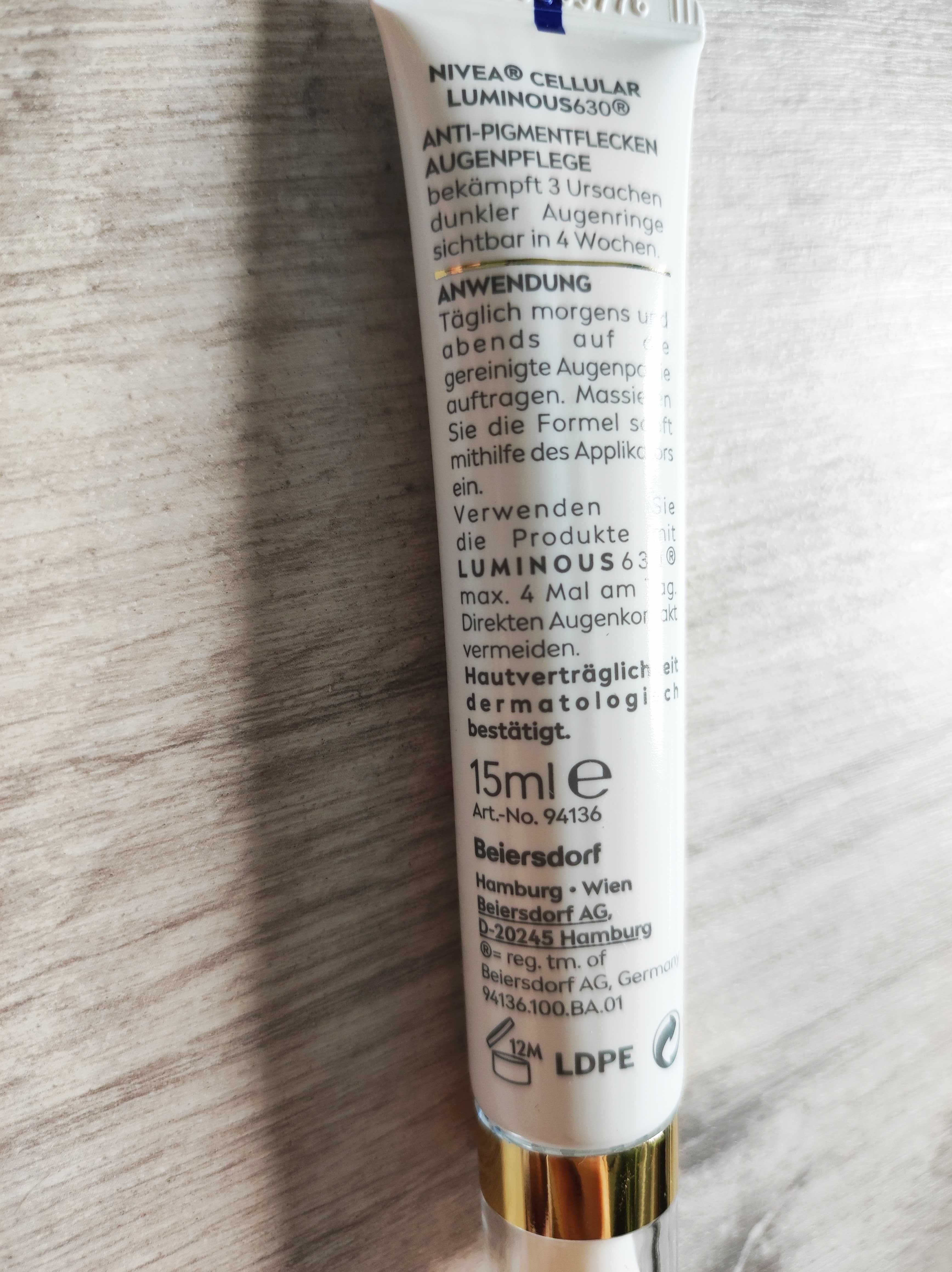 Nowy Nivea Luminous 630 Krem pod oczy, redukujący cienie pod oczami