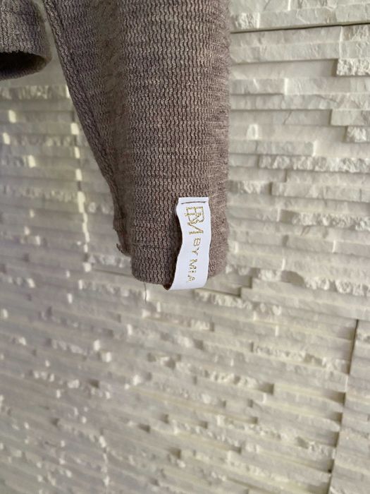 By Mia beżowy Komplet dzianinowy bluzka i szerokie spodnie