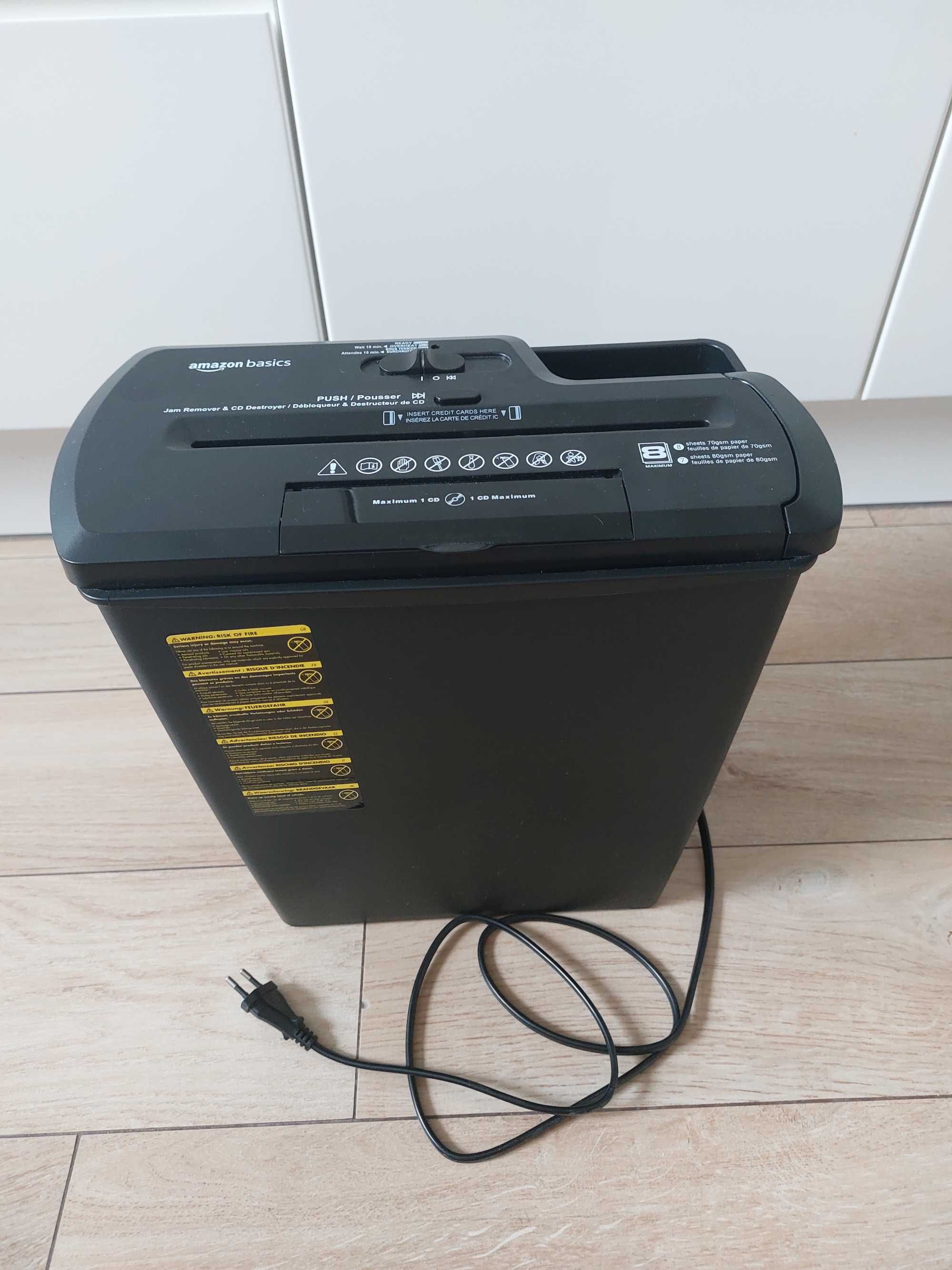 Niszczarka Amazon basics do papieru i płyt CD (jak nowa)