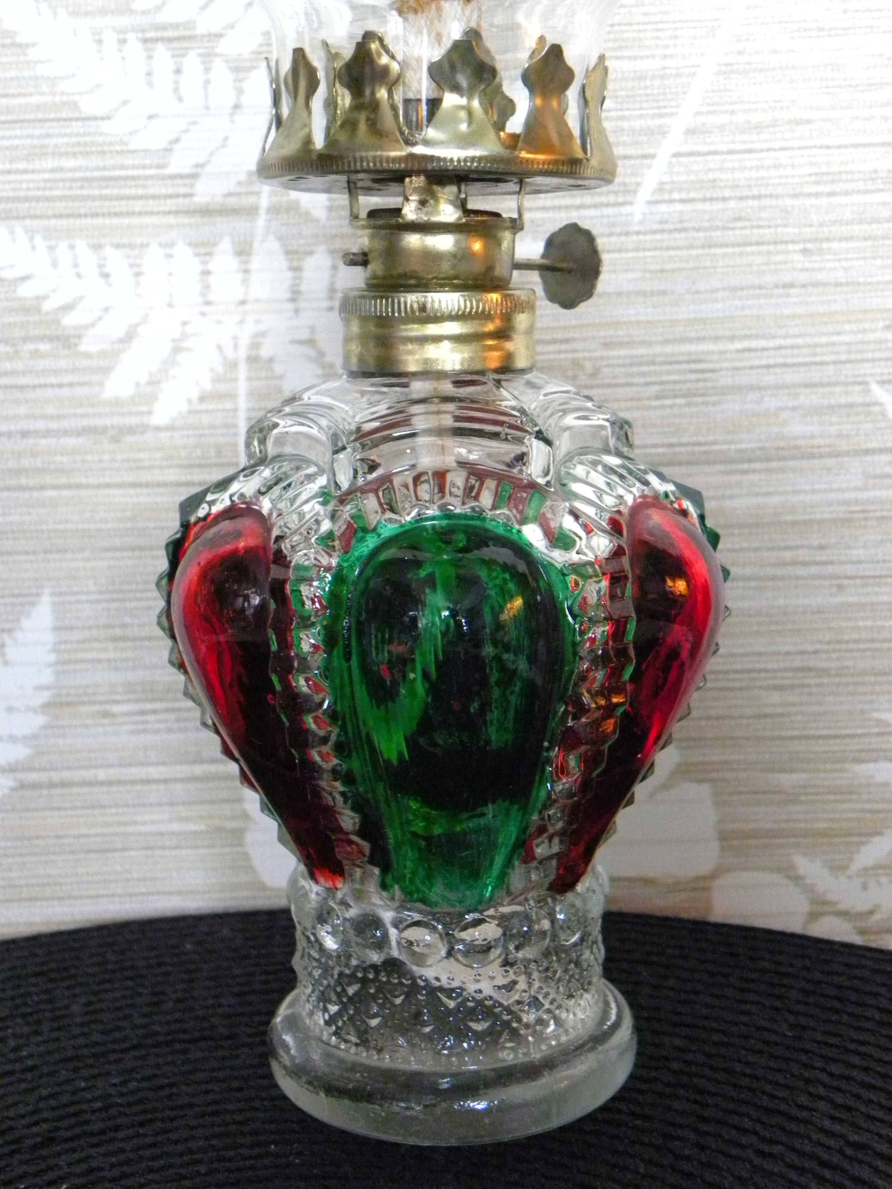 Szklana kolorowa stołowa lampa lampka naftowa