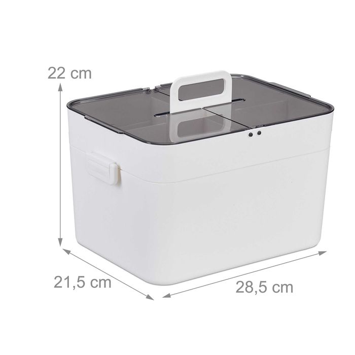 Apteczka domowa 2‑poziomowa – 5 przegródek, praktyczny uchwyt, plastik