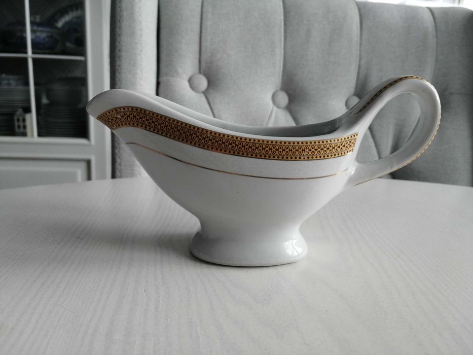 Serwis obiadowy komplet królewski złoty dekor porcelana 21 elementów