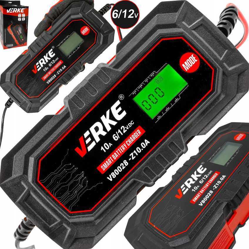 Prostownik Ładowarka Akumulatora 6V/12V 10A LCD VERKE