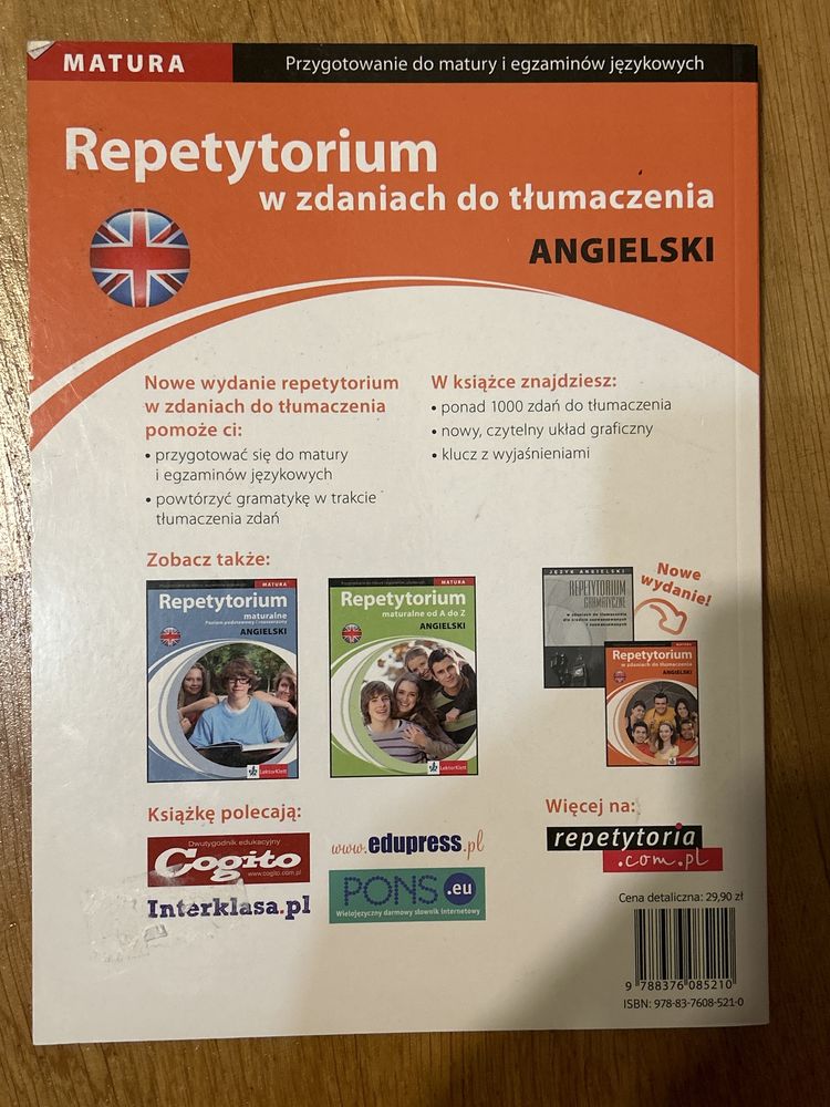 Repetytorium w zdaniach do tłumaczenia J. Angielski