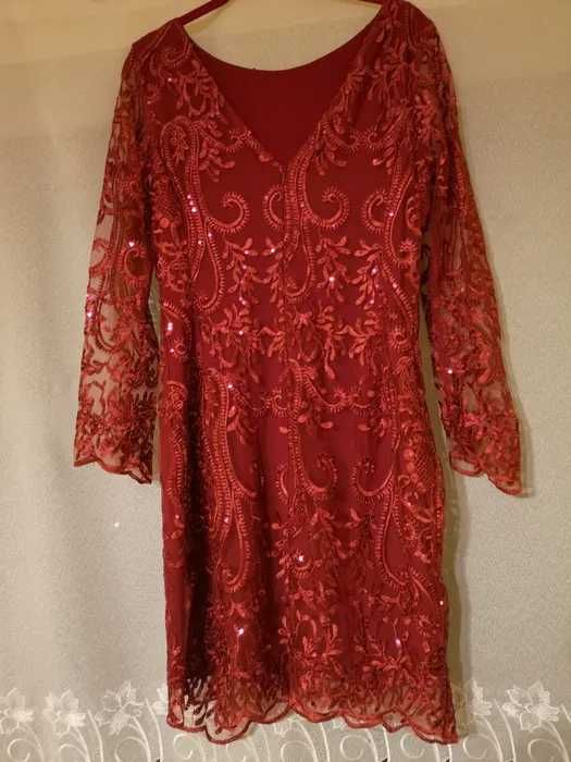 Sukienka cekiny bordowa studniówka sylwester wesele 42