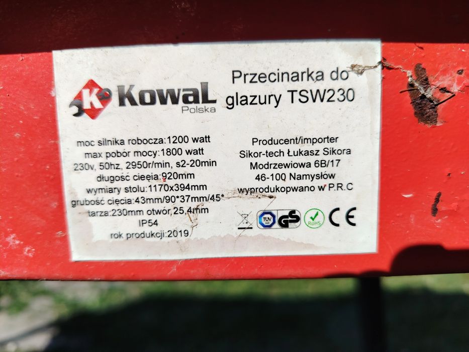 Maszyna do cięcia płytek Kowal