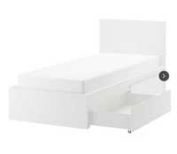 NOWE Łóżko z 2 pojemnikami, biały, 90x200 cm, IKEA MALM