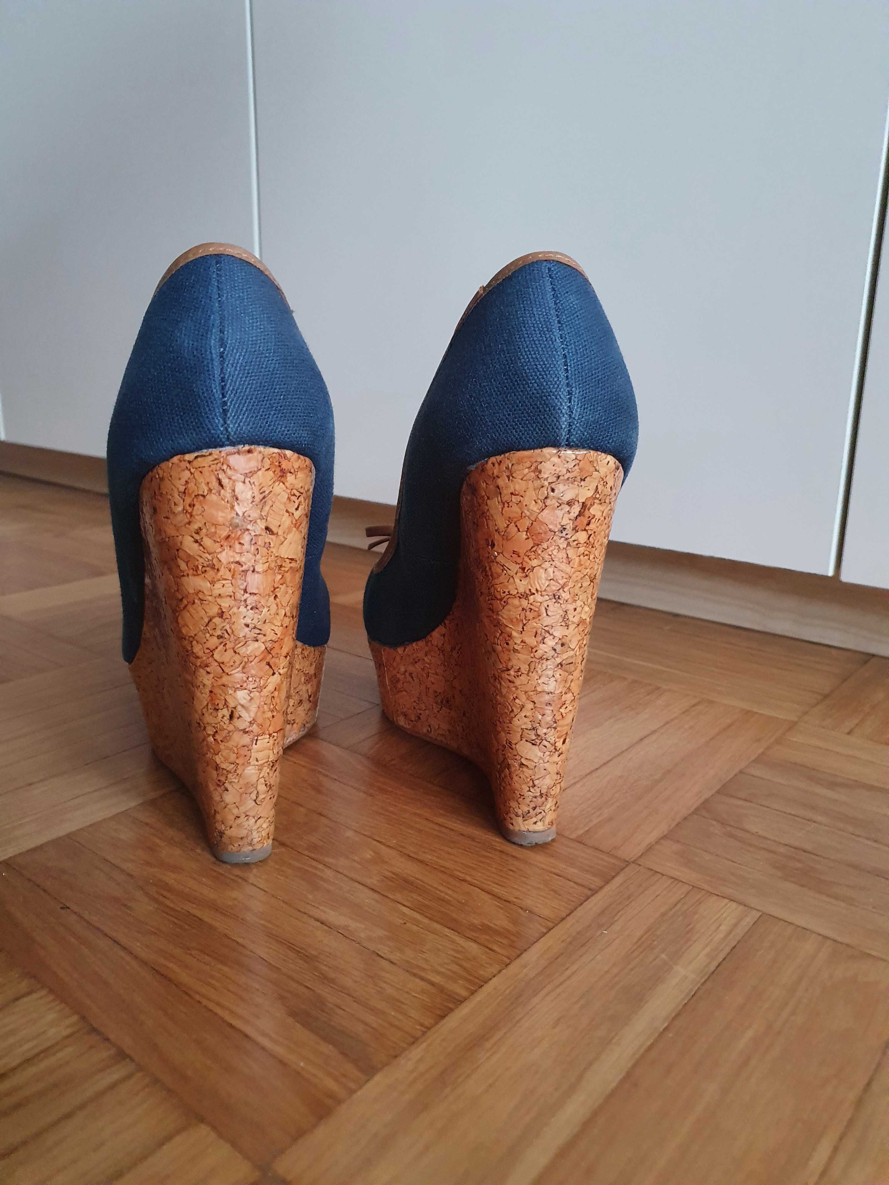 Buty BAGATT platformy płótno skóra korek r. 39 mniejsze