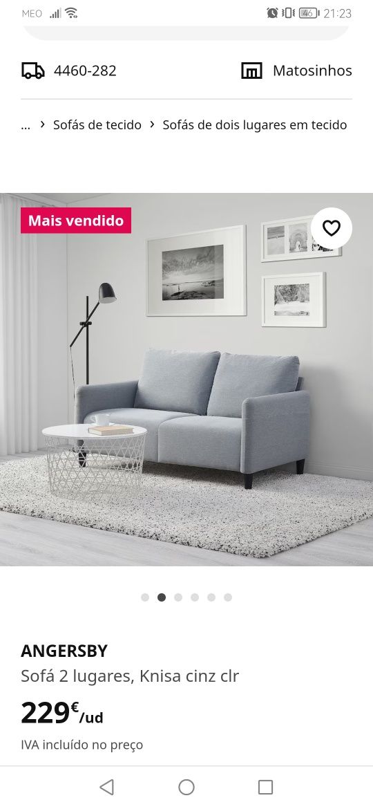 Sofá 2 lugares ikea angersby