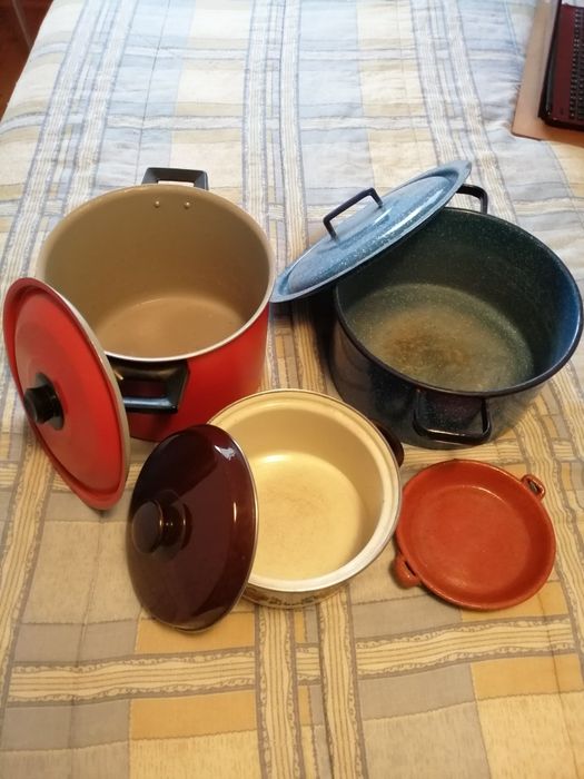 Esmaltes para cozinha 4 peças (oferta de frigideira de barro)
