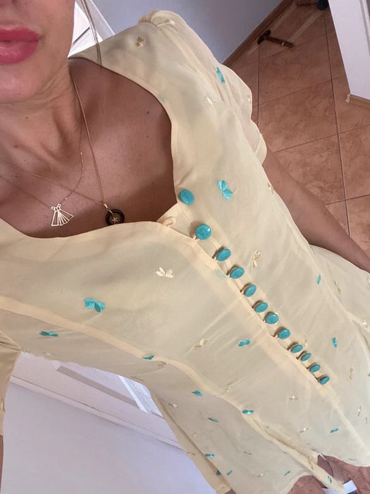 Nishe mgiełka tiulowa żółta kanarkowa szyfon tiul 36 S na lato wesele