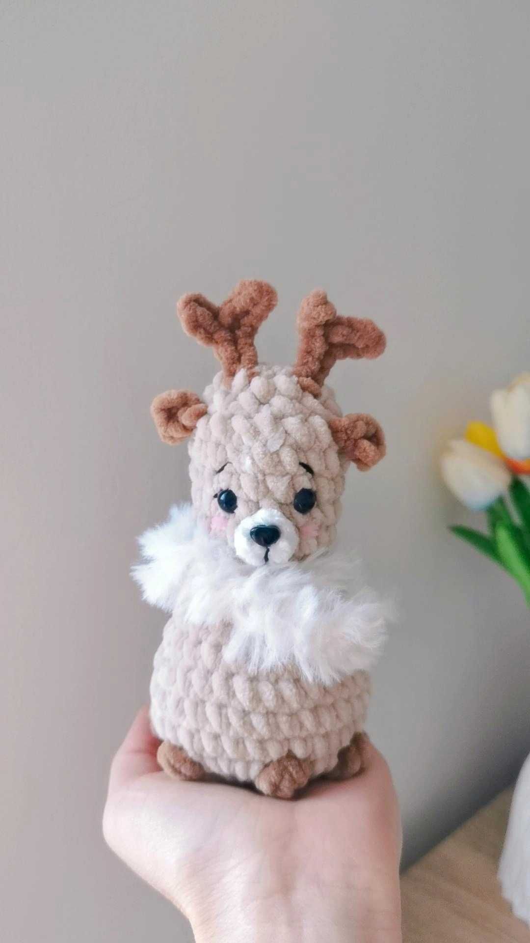 Reniferek na szydełku handmade, dekoracja świąteczna