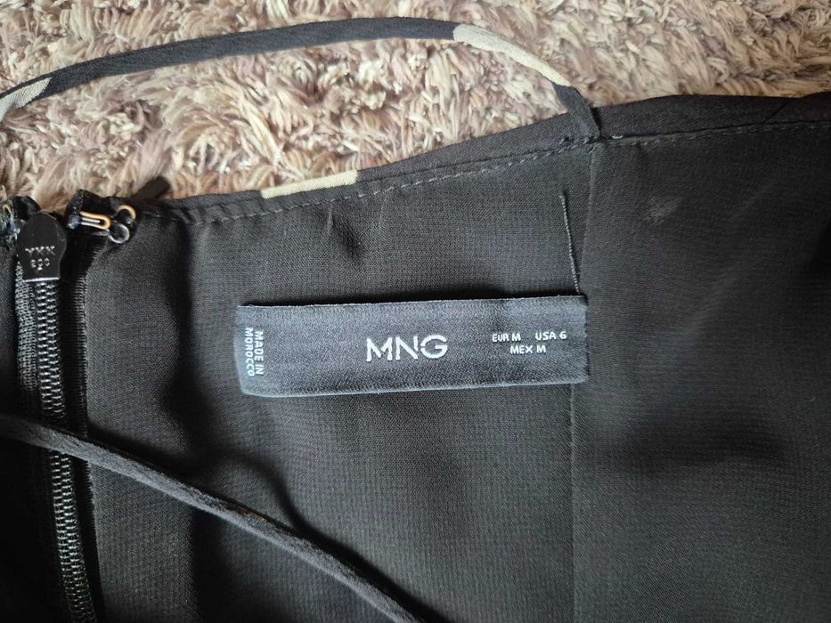 Sukienka czarna w białe kropki Mango rozm. M