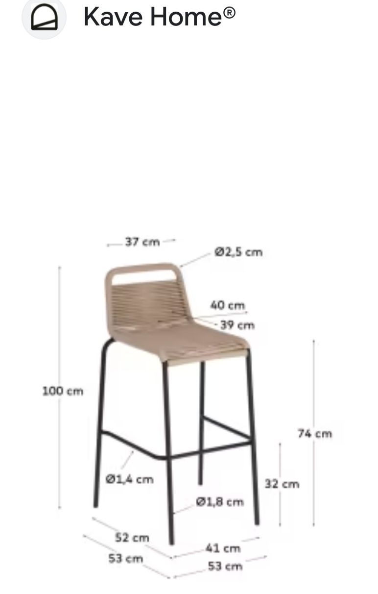 Krzesło taboret hoker sztaplowany Lambton Kave Home 62cm