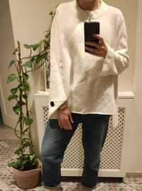 Biały sweter z szerokimi rękawami - boho sweter - Zara