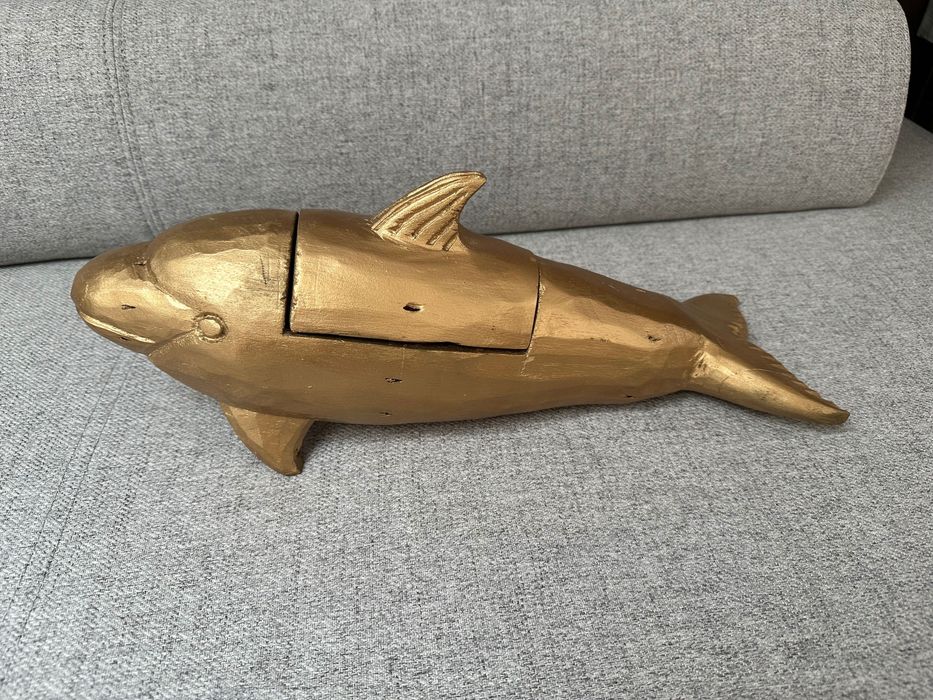 Rzeźba Delfin Sztuka Drewniana Ręcznie Robiona Ghana